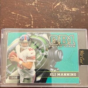 Eli Manning QB1 On The Clock Football Trading Card - Teal Accents